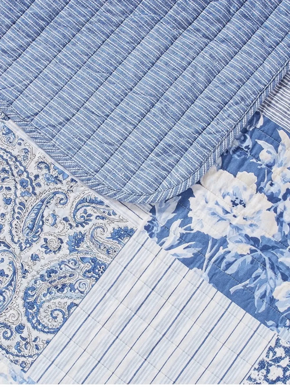 Blue Patchwork Floral king Quilt set by Laura Ashley